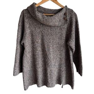 Habitat Knit Cowl Neck Sweater Sz L Grey Colourful Pullover Asymmetrical Fall